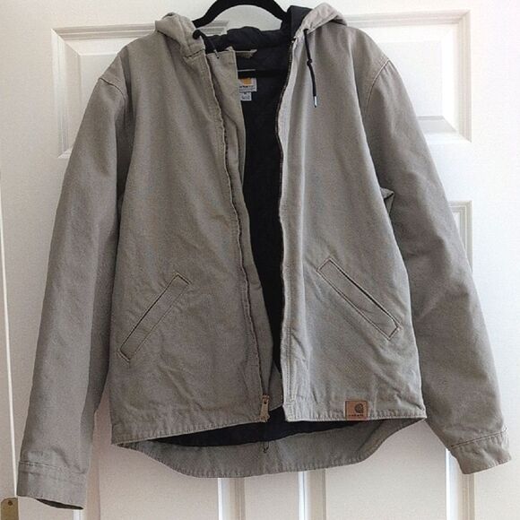 Carhartt Washed Duck Full Zip Hooded Jacket Quilt Lined #100733 Unisex - Picture 14 of 14